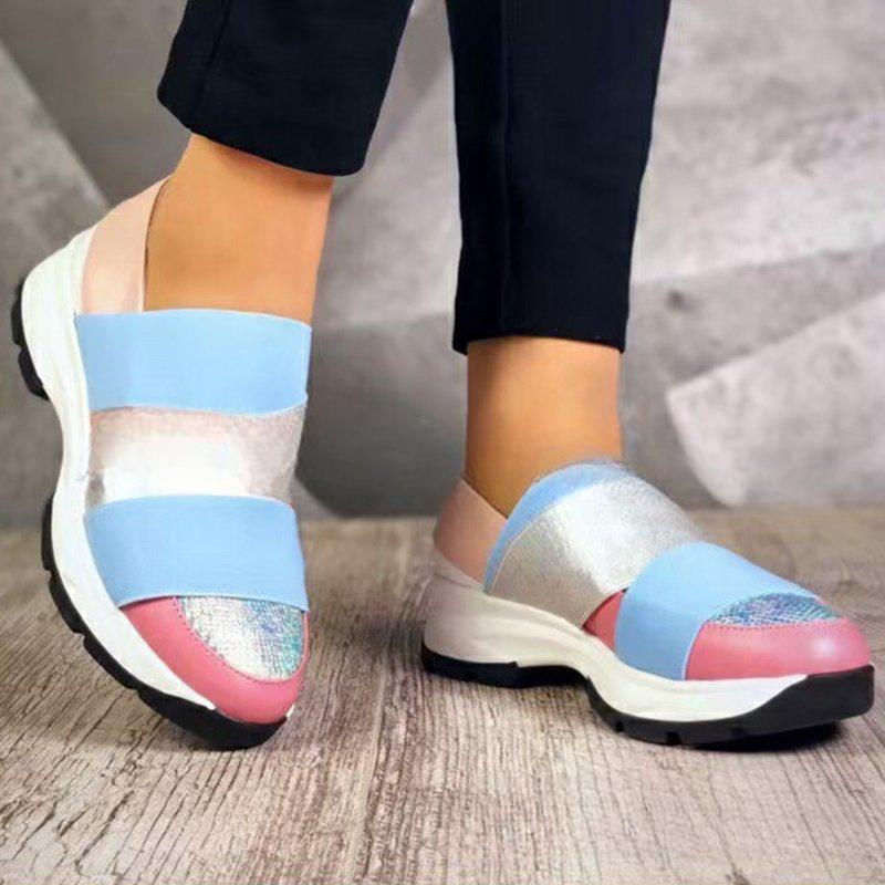 Women'S Round Head Women'S Sports Style Single Shoes Sleeve Breathable Medium Heel Casual