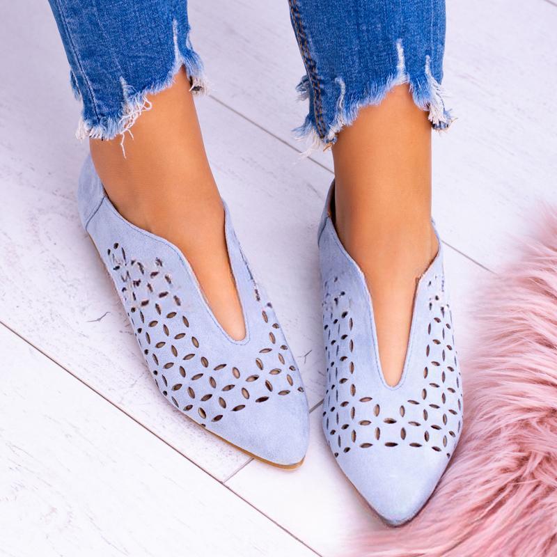 Women'S Pointed Toe Simple Women'S Fashion Single Shoes Hollow Flat Shoes Low Heel Single Shoes Women'S Shoes