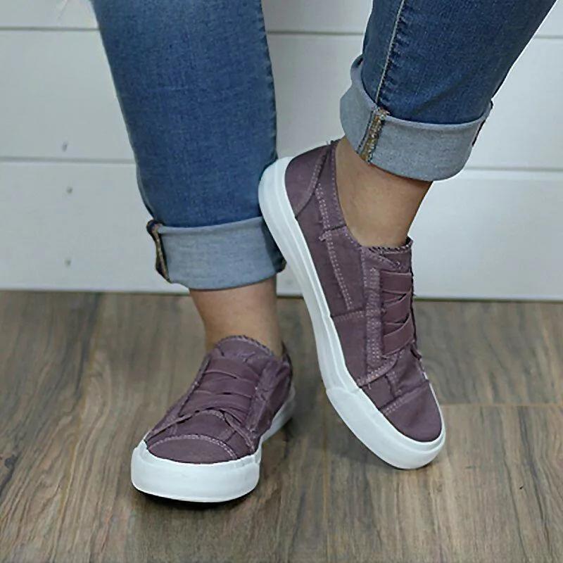 Summer Round Toe Women Casual Fashion Single Shoes Elastic Loafers Low Heel Flat Women'S Shoes 43