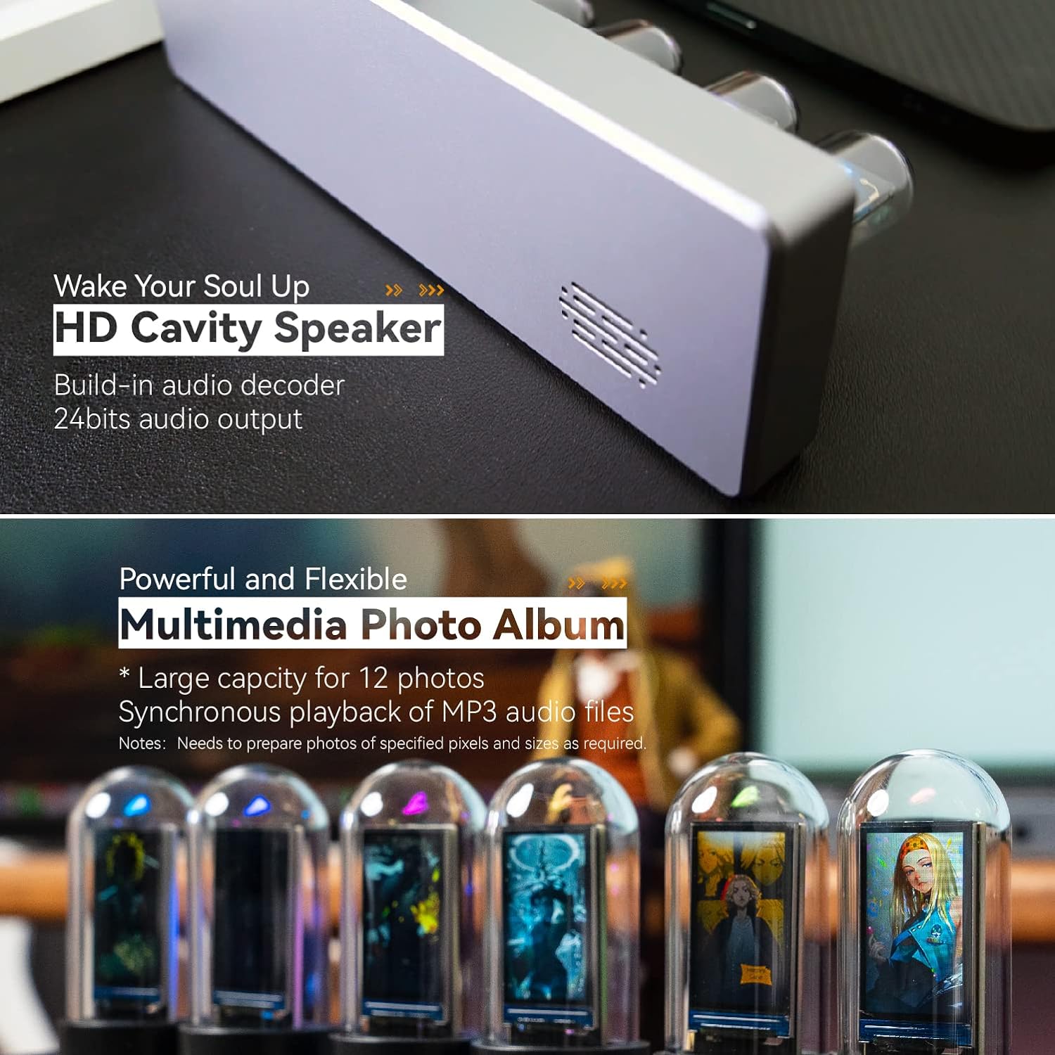 Imitation IPS Nixie Tube Clock,DIY Nixie Clock,Digital Clock Alarm Clock, RGB Creative Clock,LCD Screen,E-Sports Desktop,Reteo Modern Desktop Clock,with Beautiful Gift Box Packaging
