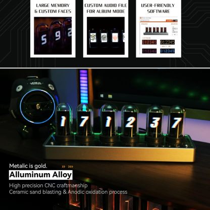 Imitation IPS Nixie Tube Clock,DIY Nixie Clock,Digital Clock Alarm Clock, RGB Creative Clock,LCD Screen,E-Sports Desktop,Reteo Modern Desktop Clock,with Beautiful Gift Box Packaging
