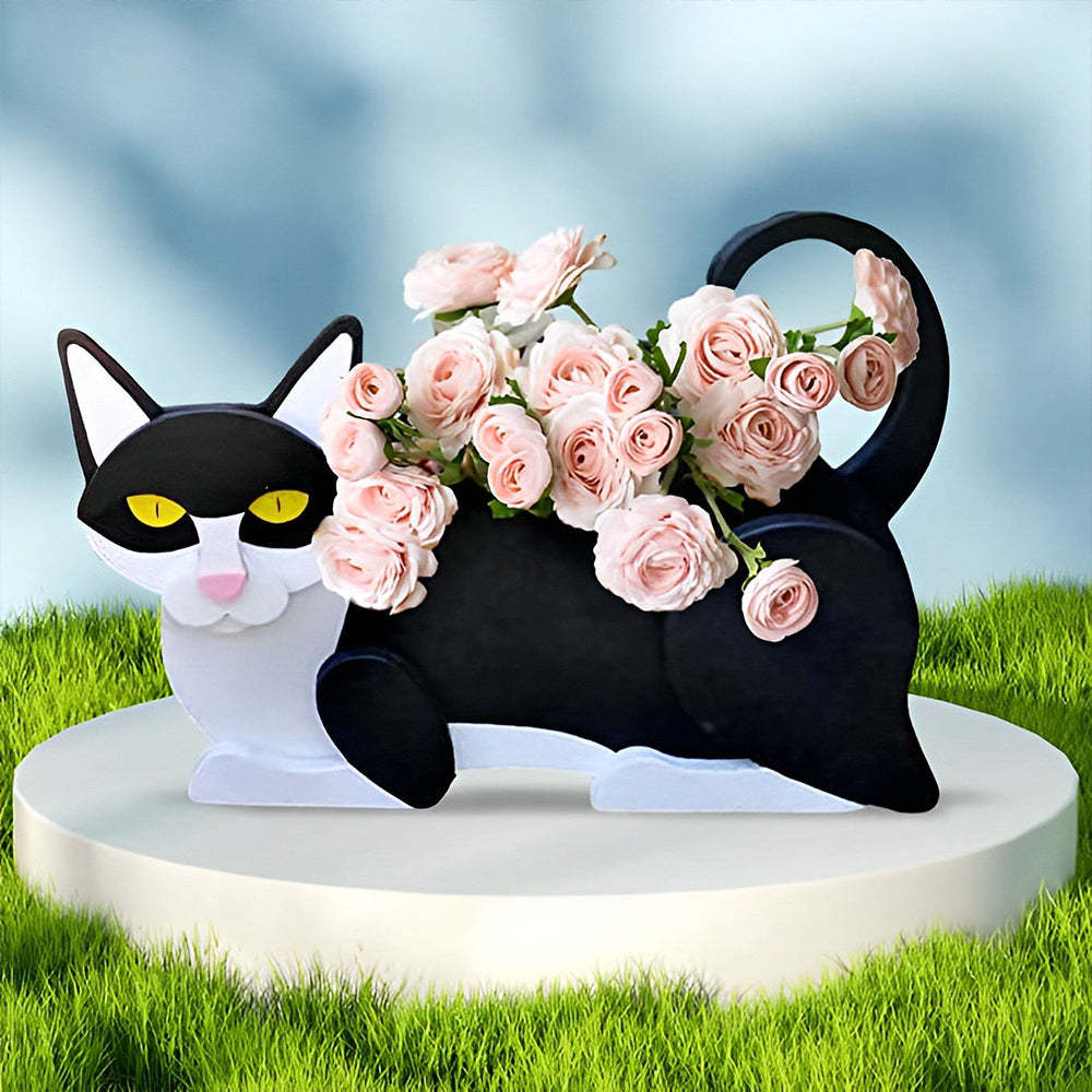 Black And White Cat Planter