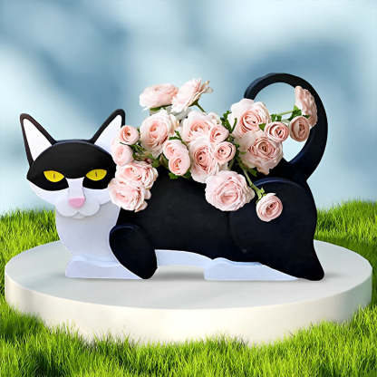 Black And White Cat Planter