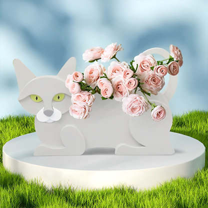 White Cat Planter