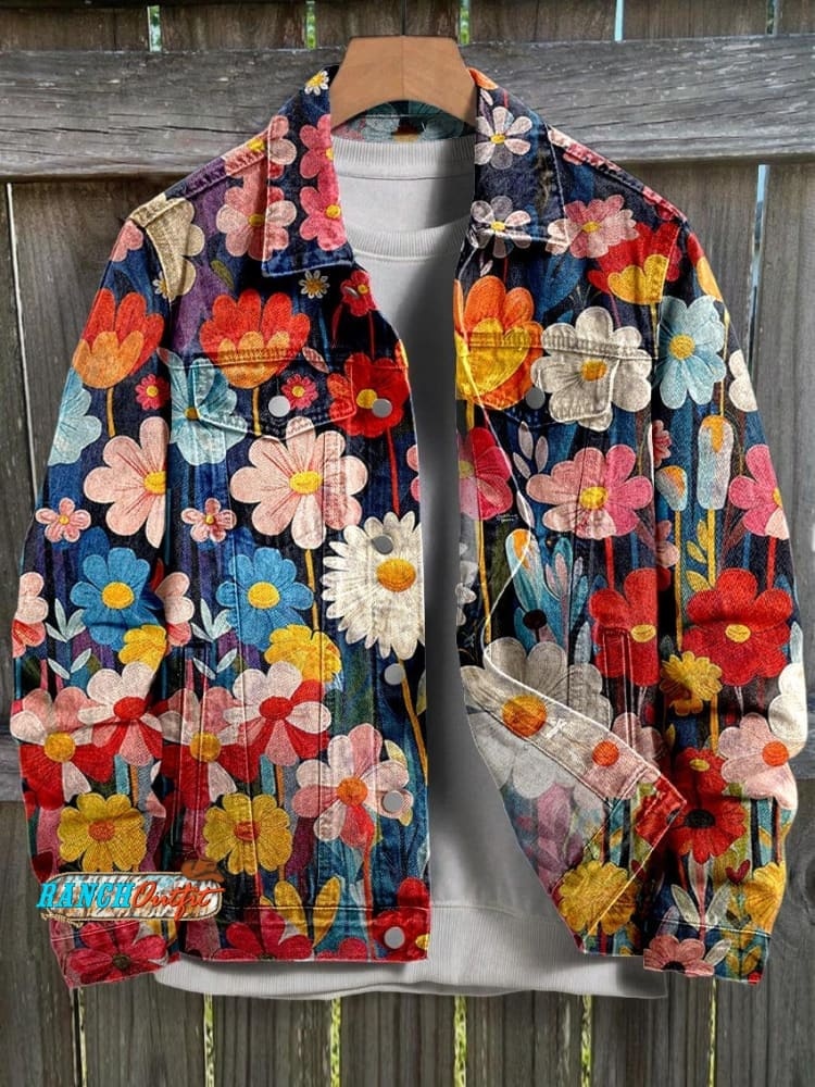 Women's Colorful Flower Geometric Pattern Print Casual Wide Leg Pants
