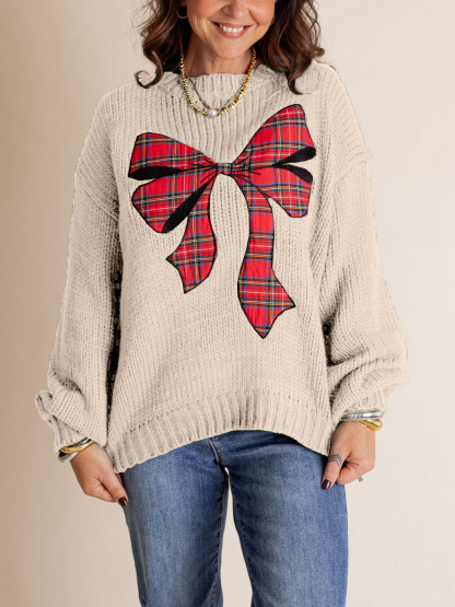 Pinch Me Christmas Plaid Bow Sweater
