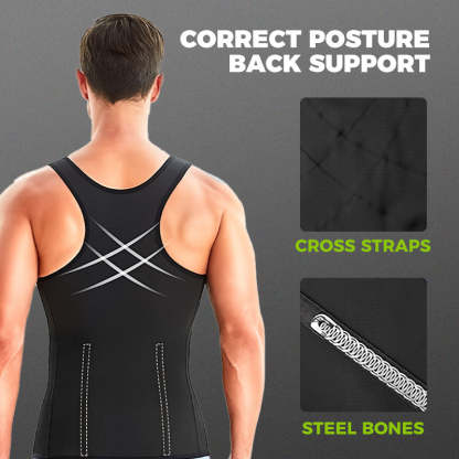 🔥Slimming Magic-Men's Zip-Up Waist Trainer Vest