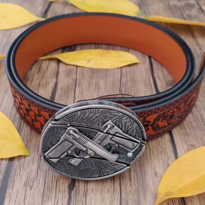 🔥Last Day 50% Off🔥Fashion Punk Hidden Folding Knife Buckle Genuine Leather Belt