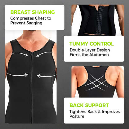 🔥Slimming Magic-Men's Zip-Up Waist Trainer Vest