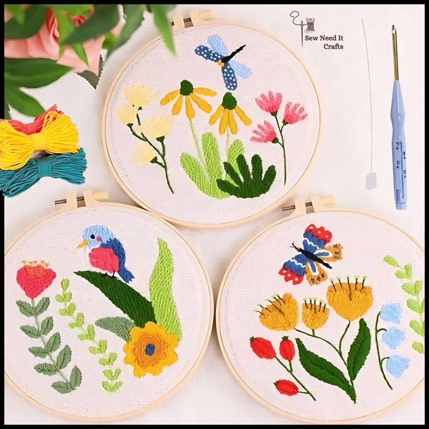 Birds Butterfly Punch Needle DIY Beginner Kits
