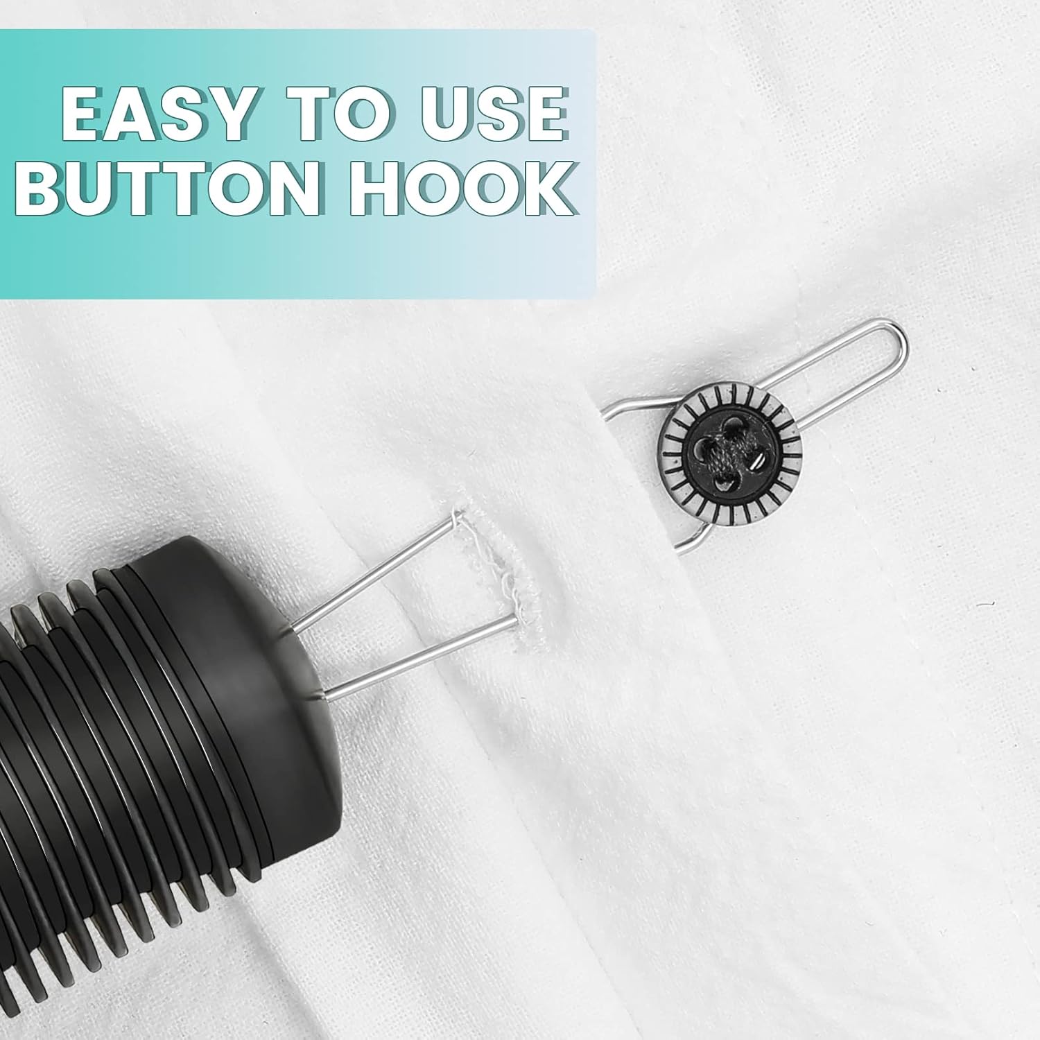 Button Hook and Zipper Pull Button Helper Tool with Non-Slip Grips to Help with Shirts Coats Dressing Hook Aids for The Elderly Seniors Arthritic Disabled People (1 Pack)