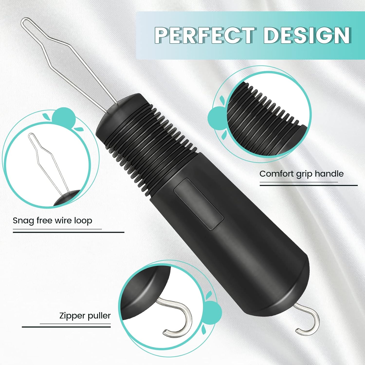 Button Hook and Zipper Pull Button Helper Tool with Non-Slip Grips to Help with Shirts Coats Dressing Hook Aids for The Elderly Seniors Arthritic Disabled People (1 Pack)