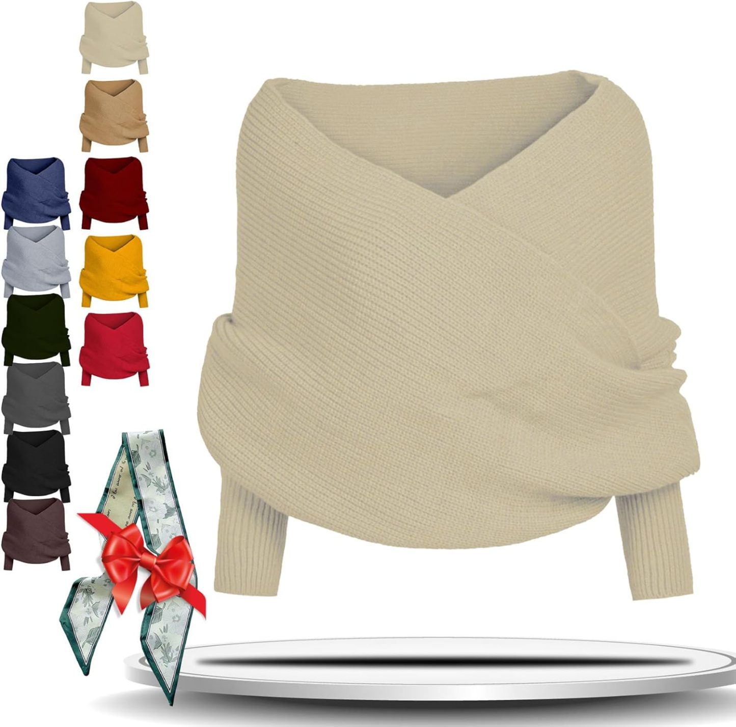 Dodorado Knitted Cable Wrap for Women Knitted Cable Wrap, Shrugs for Women, Knitted Wrap