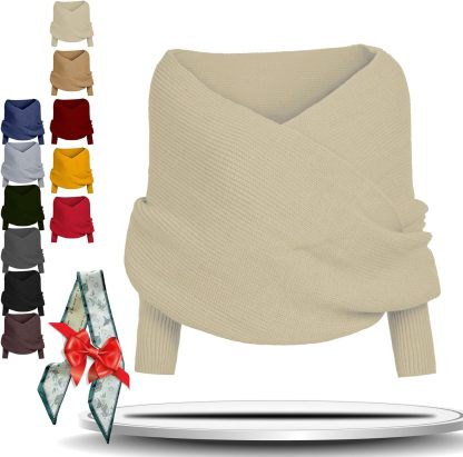 Dodorado Knitted Cable Wrap for Women Knitted Cable Wrap, Shrugs for Women, Knitted Wrap
