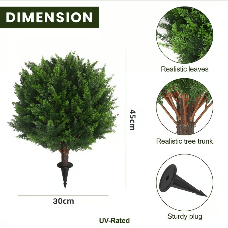 💥-UV Resistant Artificial Cedar Topiary Ball Tree