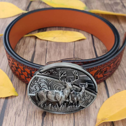 🔥Last Day 50% Off🔥Fashion Punk Hidden Folding Knife Buckle Genuine Leather Belt