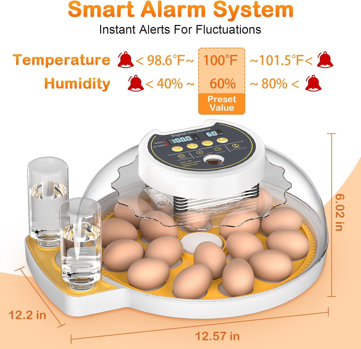 18 Egg Incubator with Automatic Egg Turning and Humidity Control, Incubators for Hatching Eggs, Chicken, Ducks, Goose, Pigeon, Quail, Parrot Incubator for Farm