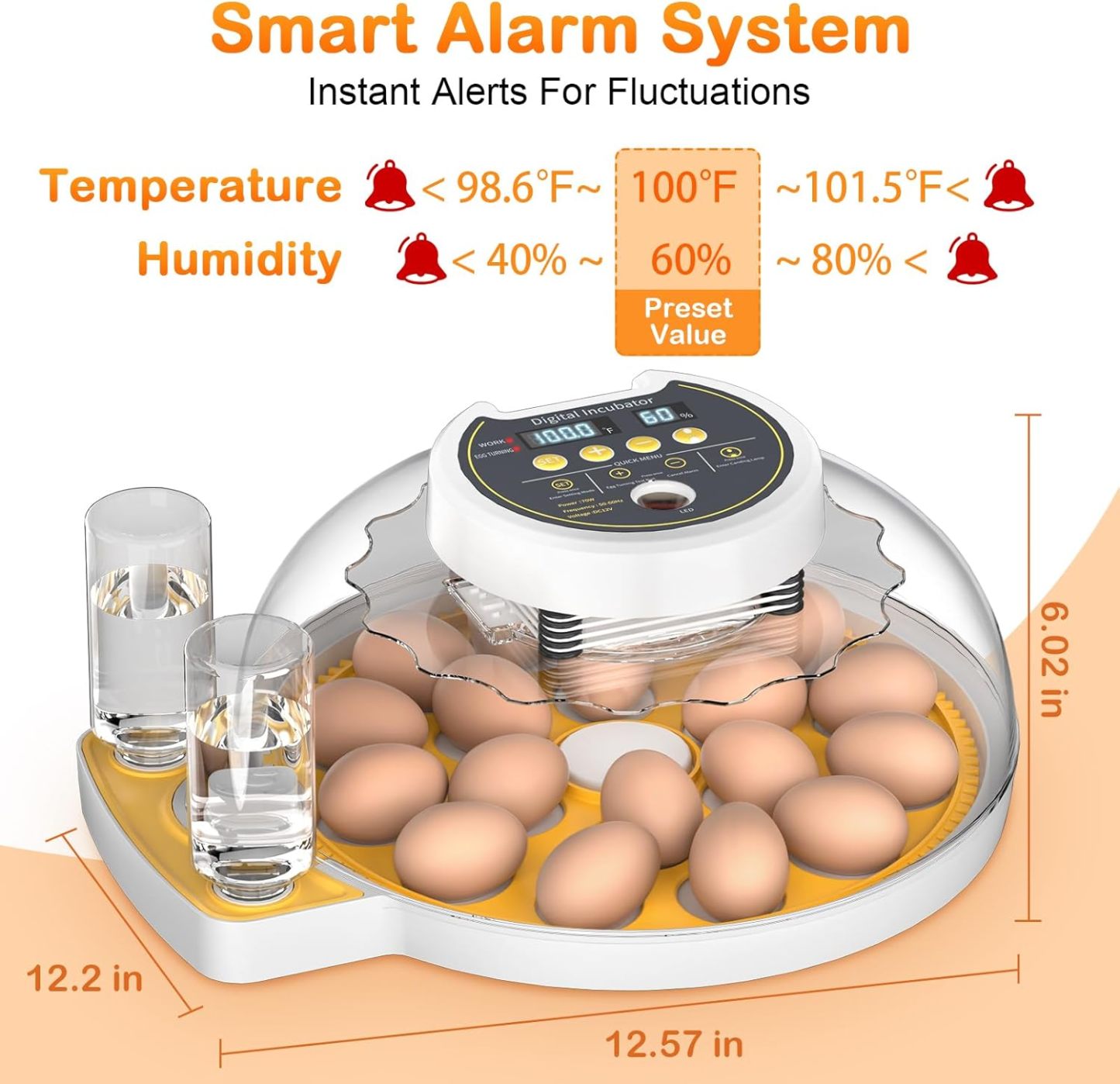 18 Egg Incubator with Automatic Egg Turning and Humidity Control, Incubators for Hatching Eggs, Chicken, Ducks, Goose, Pigeon, Quail, Parrot Incubator for Farm