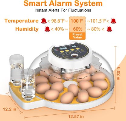 18 Egg Incubator with Automatic Egg Turning and Humidity Control, Incubators for Hatching Eggs, Chicken, Ducks, Goose, Pigeon, Quail, Parrot Incubator for Farm