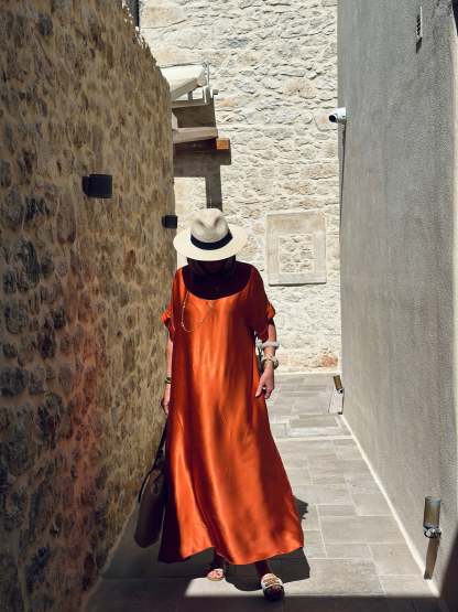 Oversized silk effect dress