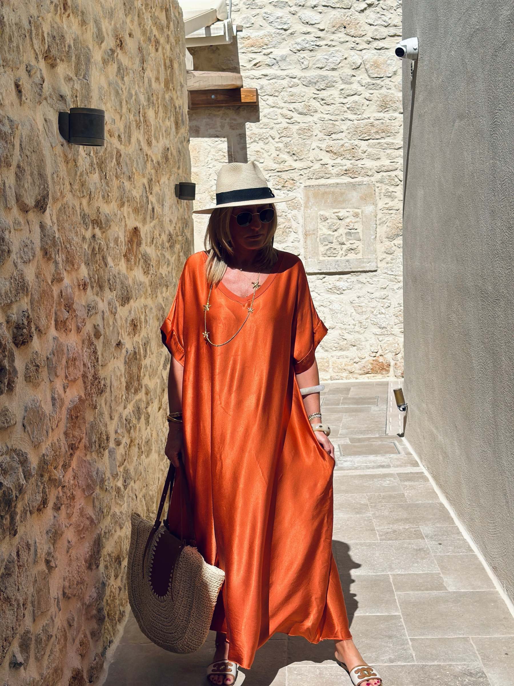 Oversized silk effect dress
