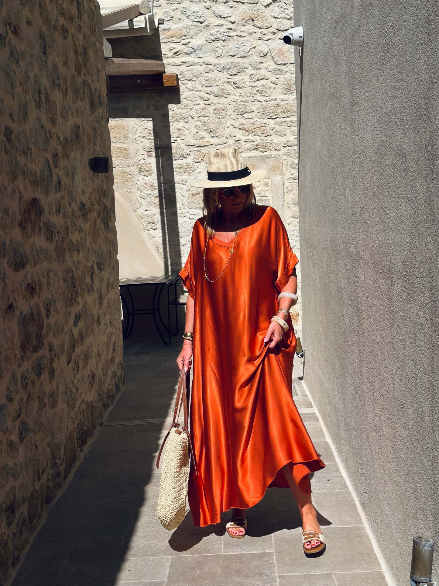 Oversized silk effect dress