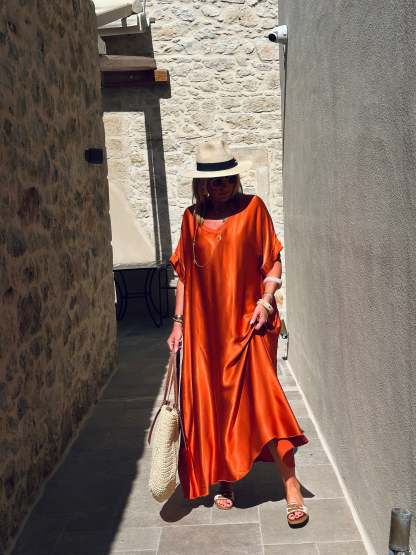 Oversized silk effect dress
