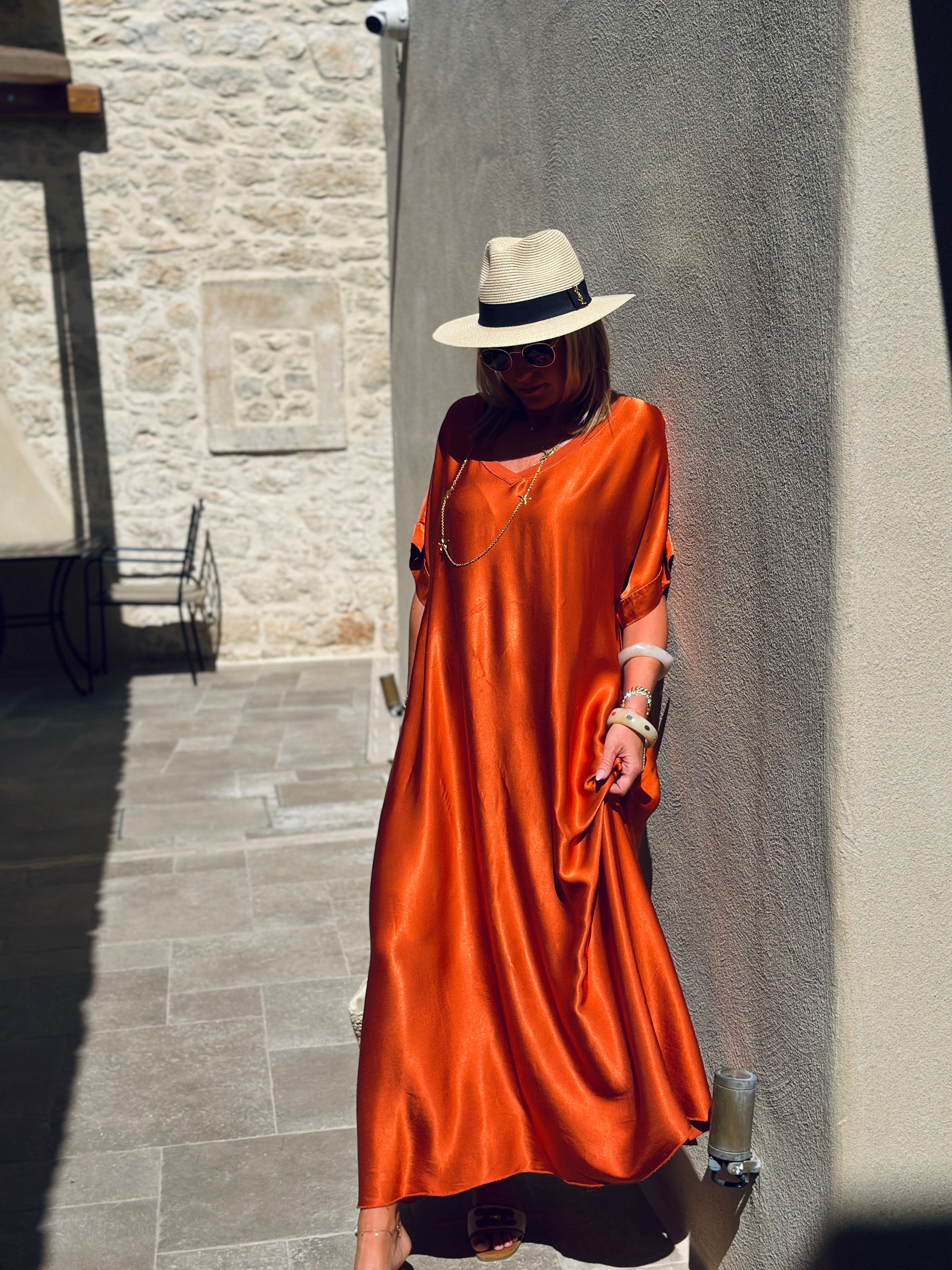 Oversized silk effect dress