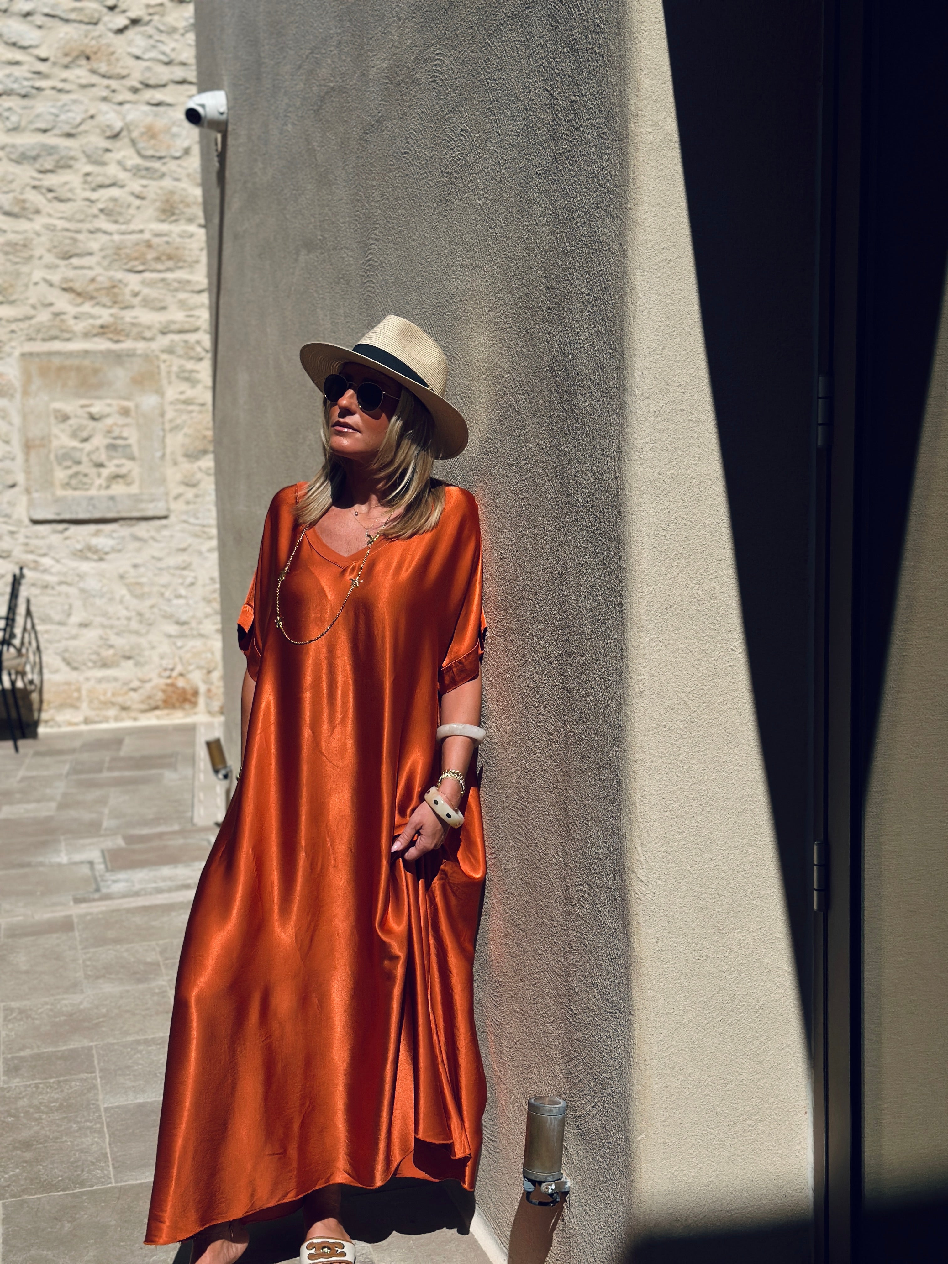 Oversized silk effect dress