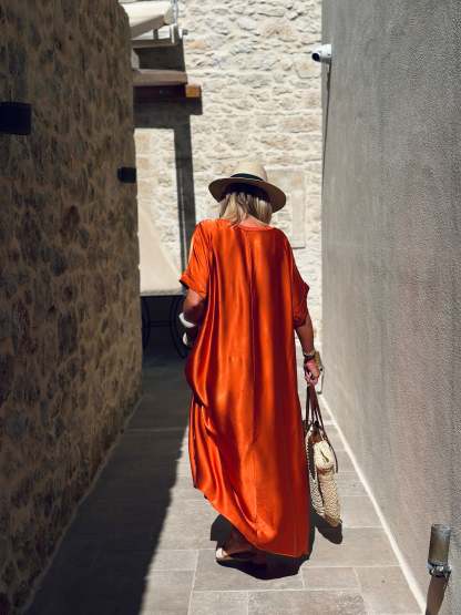 Oversized silk effect dress