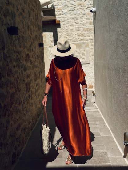 Oversized silk effect dress