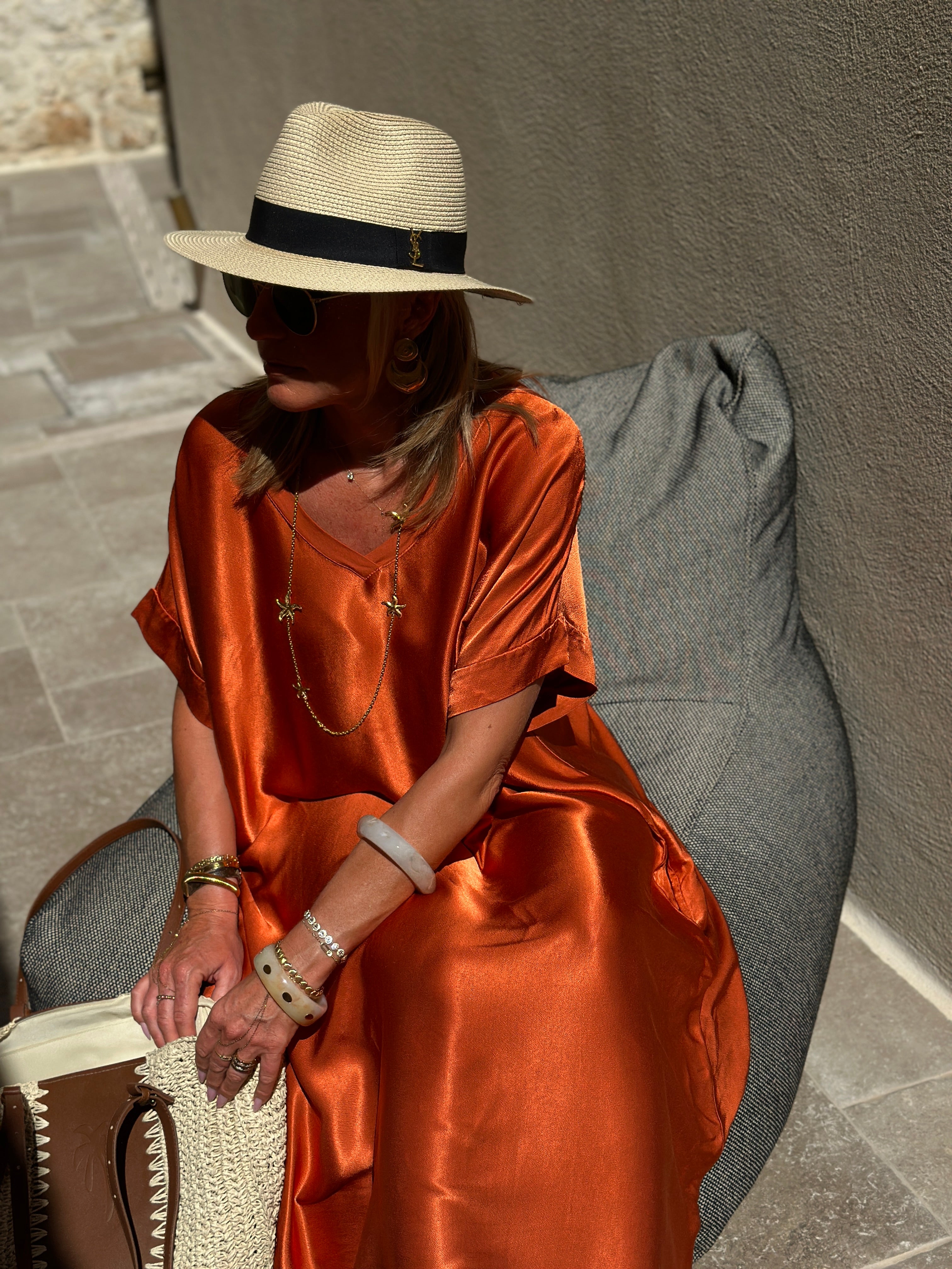 Oversized silk effect dress
