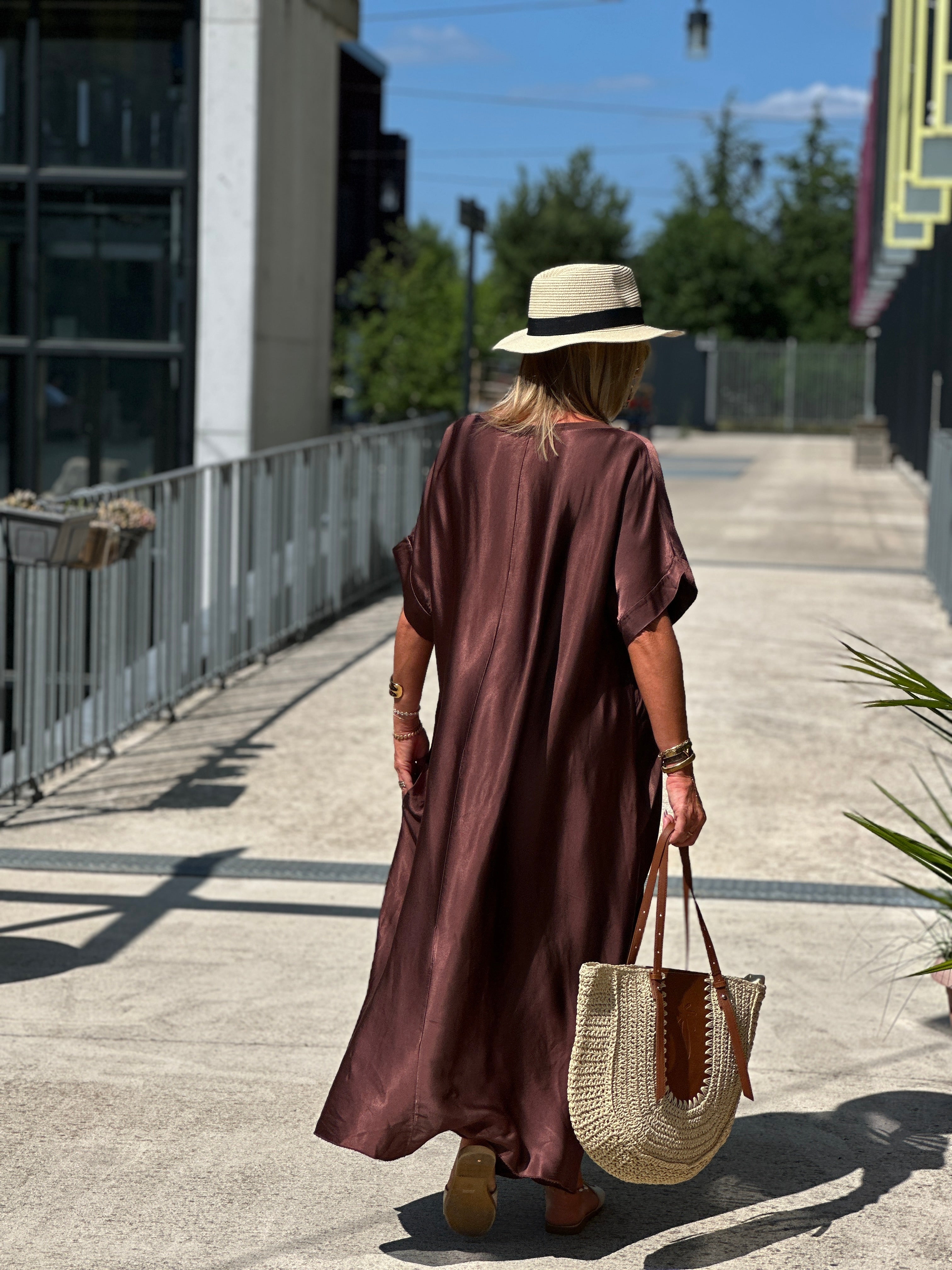 Oversized silk effect dress