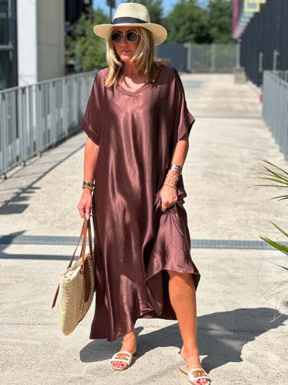 Oversized silk effect dress