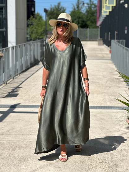Oversized silk effect dress
