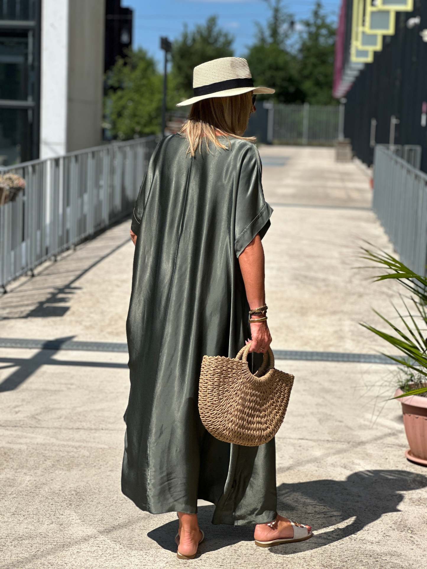 Oversized silk effect dress