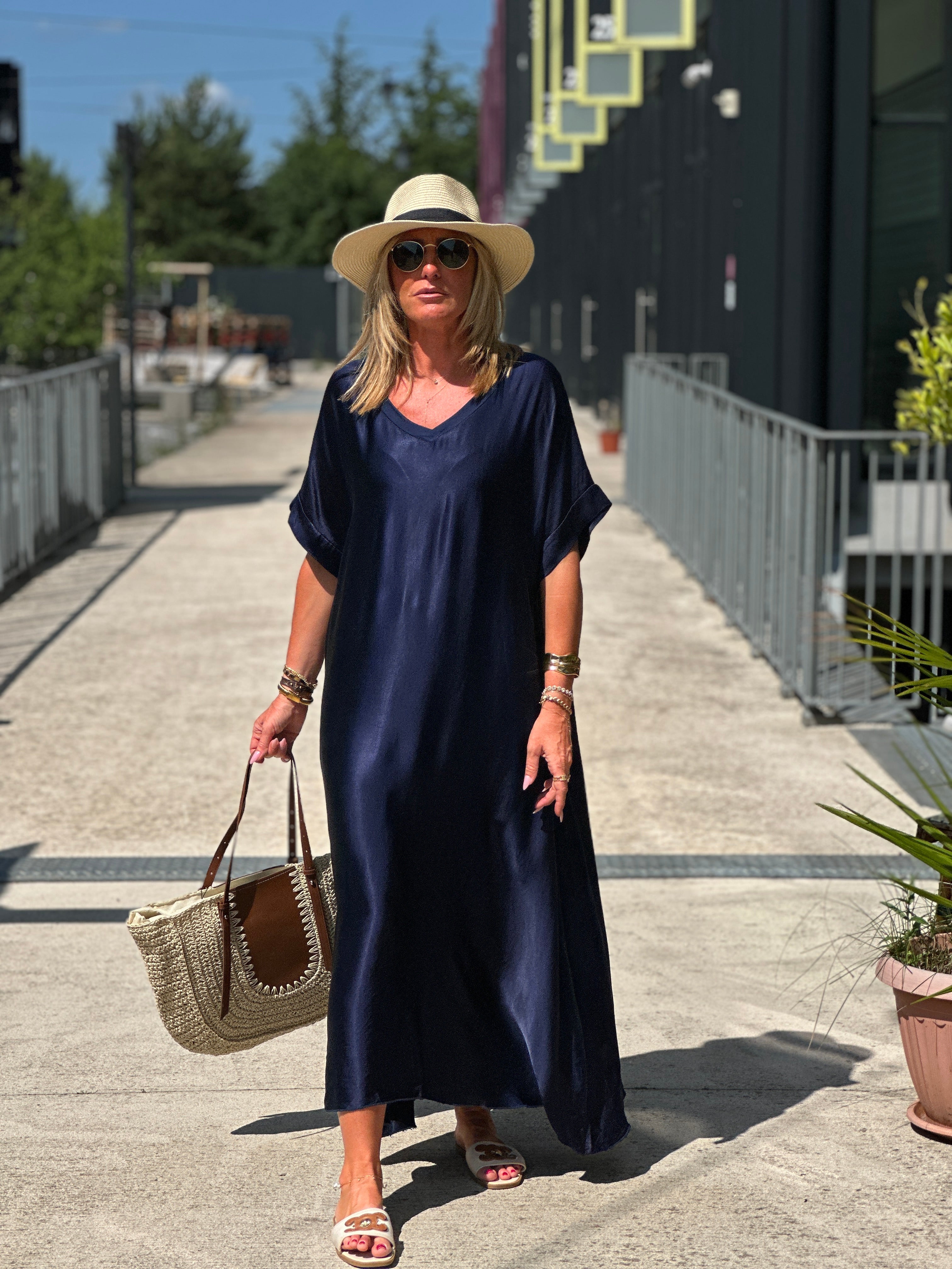 Oversized silk effect dress