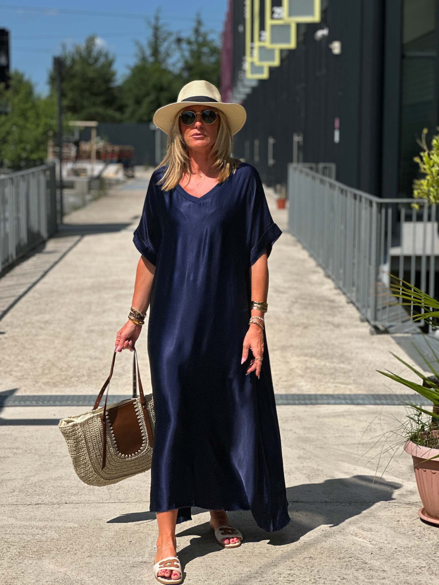 Oversized silk effect dress