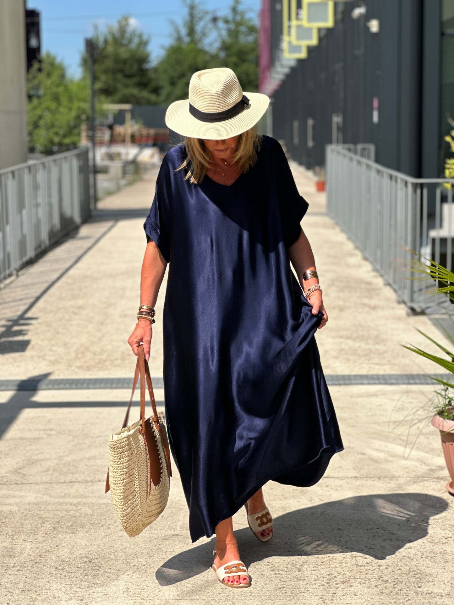 Oversized silk effect dress