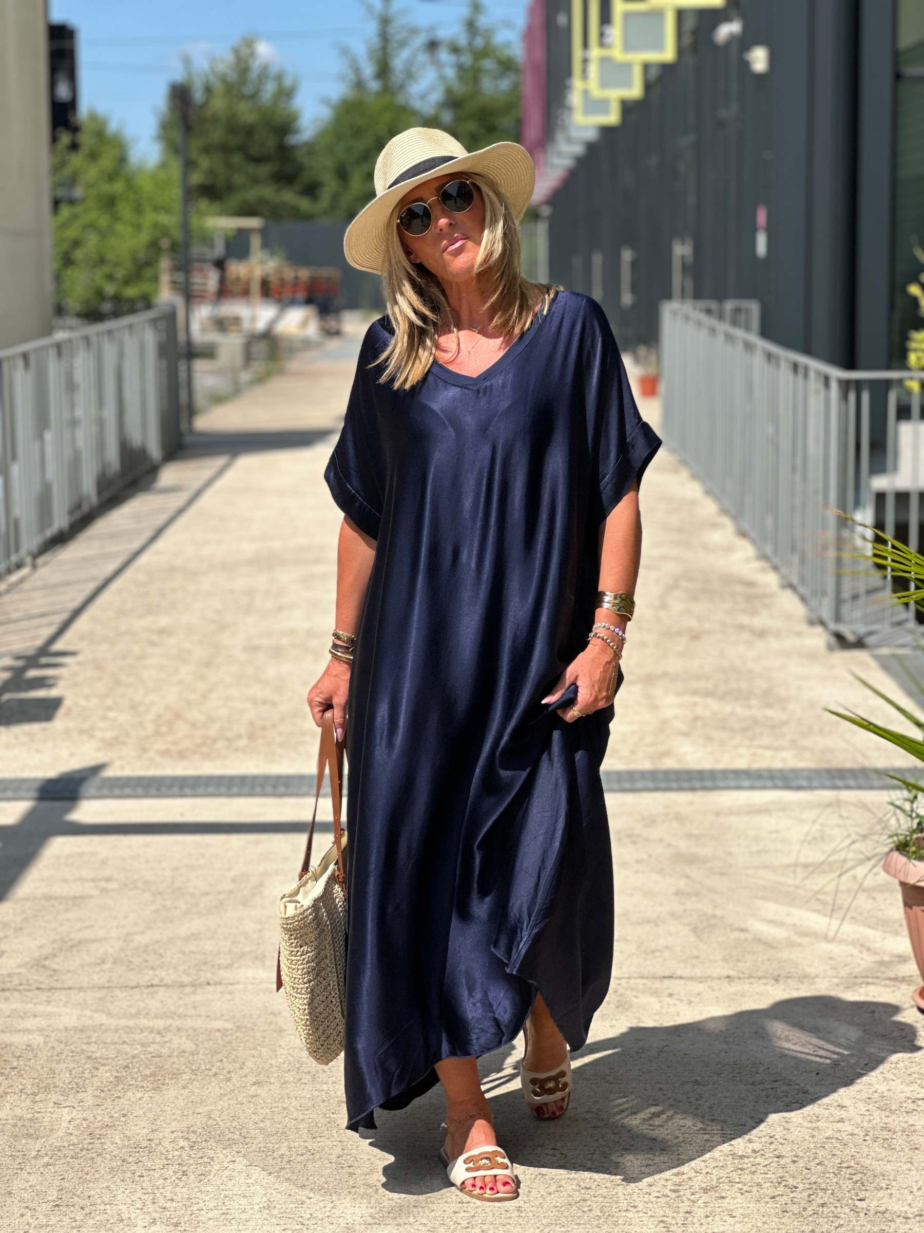 Oversized silk effect dress
