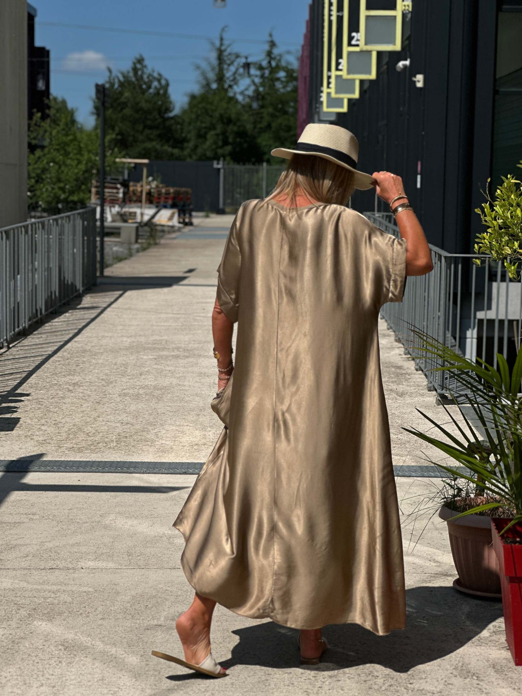 Oversized silk effect dress