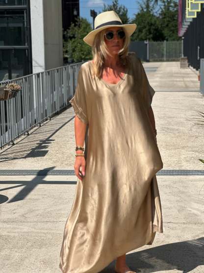 Oversized silk effect dress