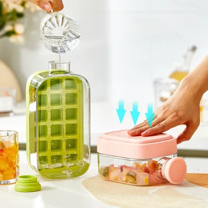 Vertical Ice Tray, Easy Release Ice Cube Trays, Silicone Ice Tray with Lid and Storage Box, Mold Maker Large Capacity Home Ice Cube, Ice Cube Storage Box