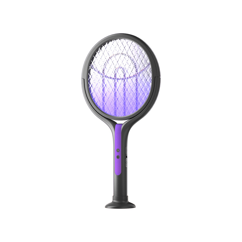 Rotating Head Electric Fly Swatter Racket Rechargeable Bug Zapper Rack
