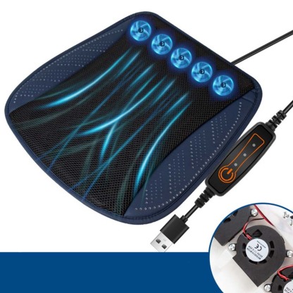Ergonomic Cooling Gel Seat Cushion with Turbo Fan - Summer Car Seat Ventilation System for Hot Weather & Road Trips