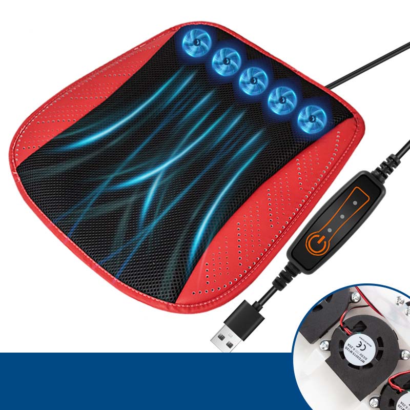 Ergonomic Cooling Gel Seat Cushion with Turbo Fan - Summer Car Seat Ventilation System for Hot Weather & Road Trips