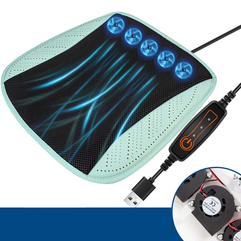 Ergonomic Cooling Gel Seat Cushion with Turbo Fan - Summer Car Seat Ventilation System for Hot Weather & Road Trips