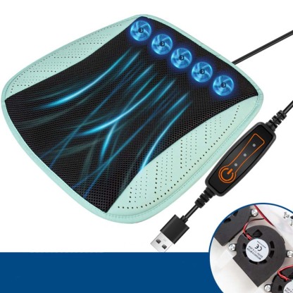 Ergonomic Cooling Gel Seat Cushion with Turbo Fan - Summer Car Seat Ventilation System for Hot Weather & Road Trips