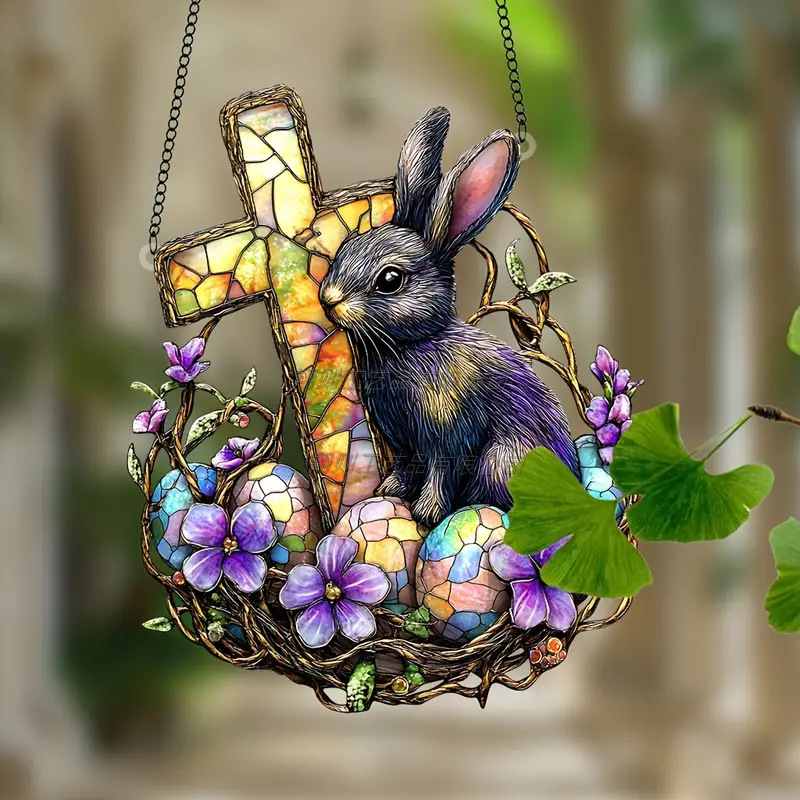 🌞Woodland easter bunny acrylic Suncatcher