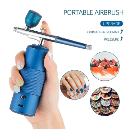 Oxygen Injector Mini Air Compressor Kit Air-Brush Paint Spray Gun Airbrush For Nail Art Tattoo Craft Cake Nano Fog Mist Sprayer